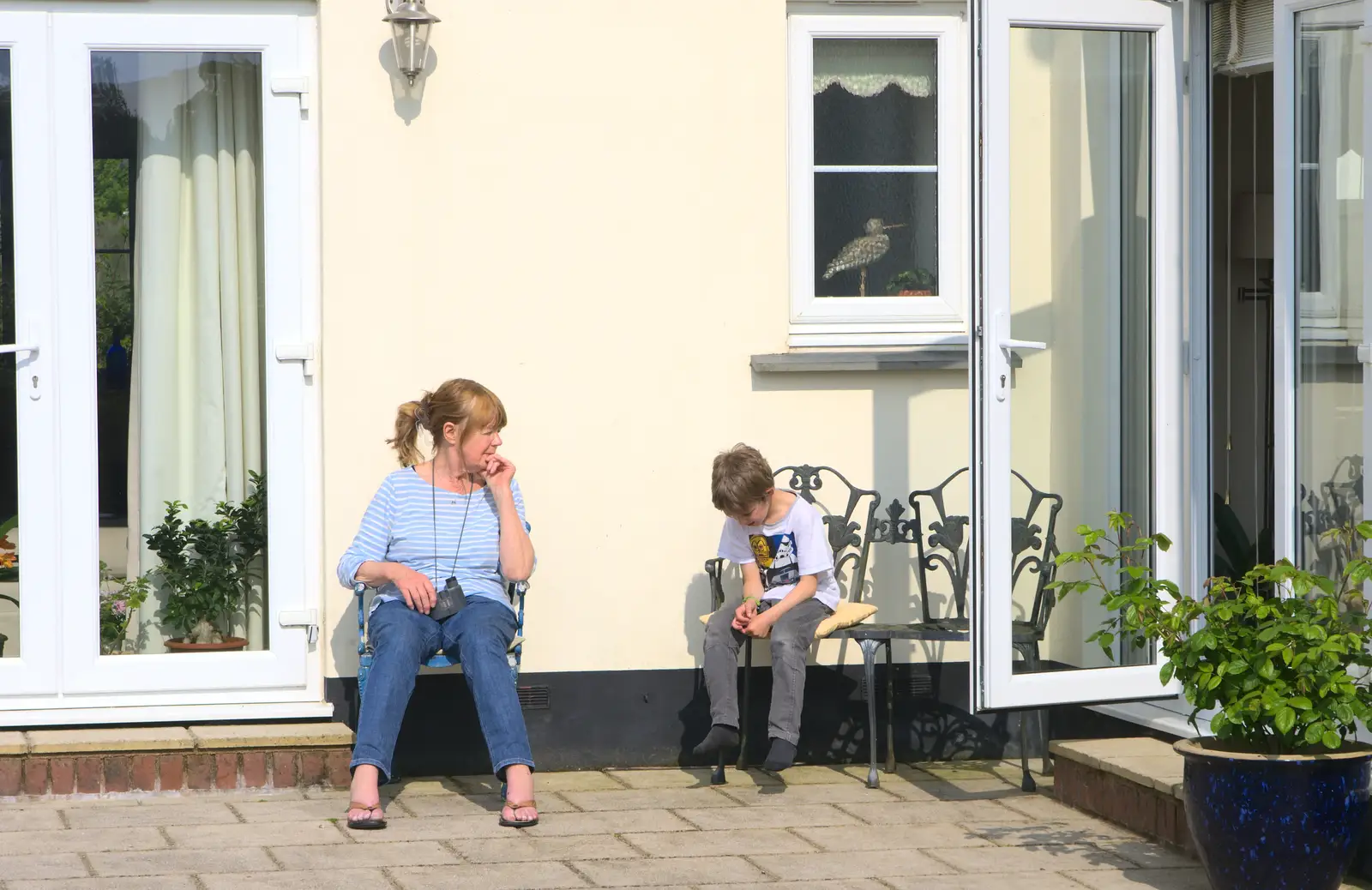 Grandma J chats to Fred, from A Visit to Okehampton Castle and Dartmoor, Devon  - 28th May 2016