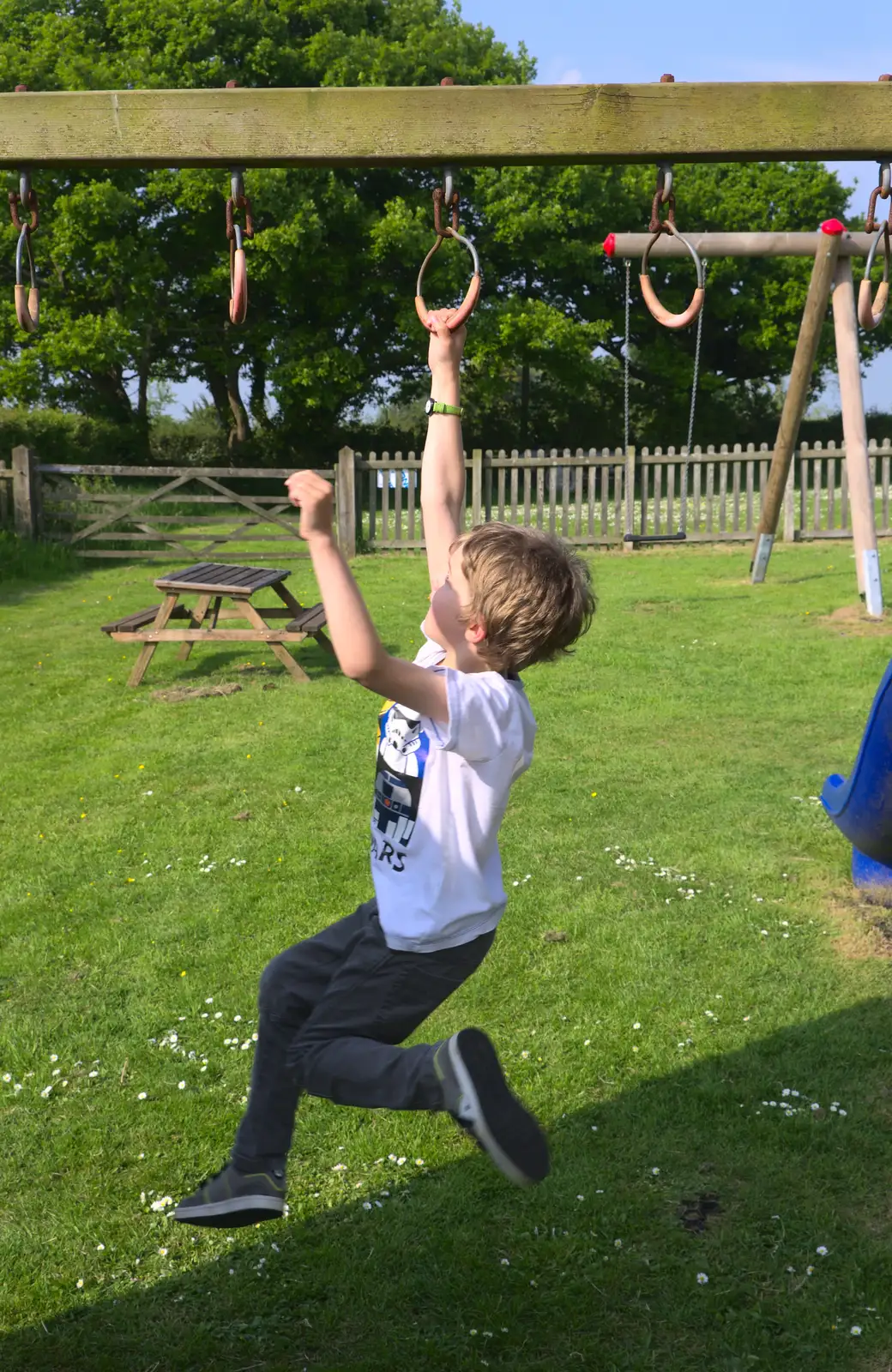 Fred's on the rings, from A Visit to Okehampton Castle and Dartmoor, Devon  - 28th May 2016