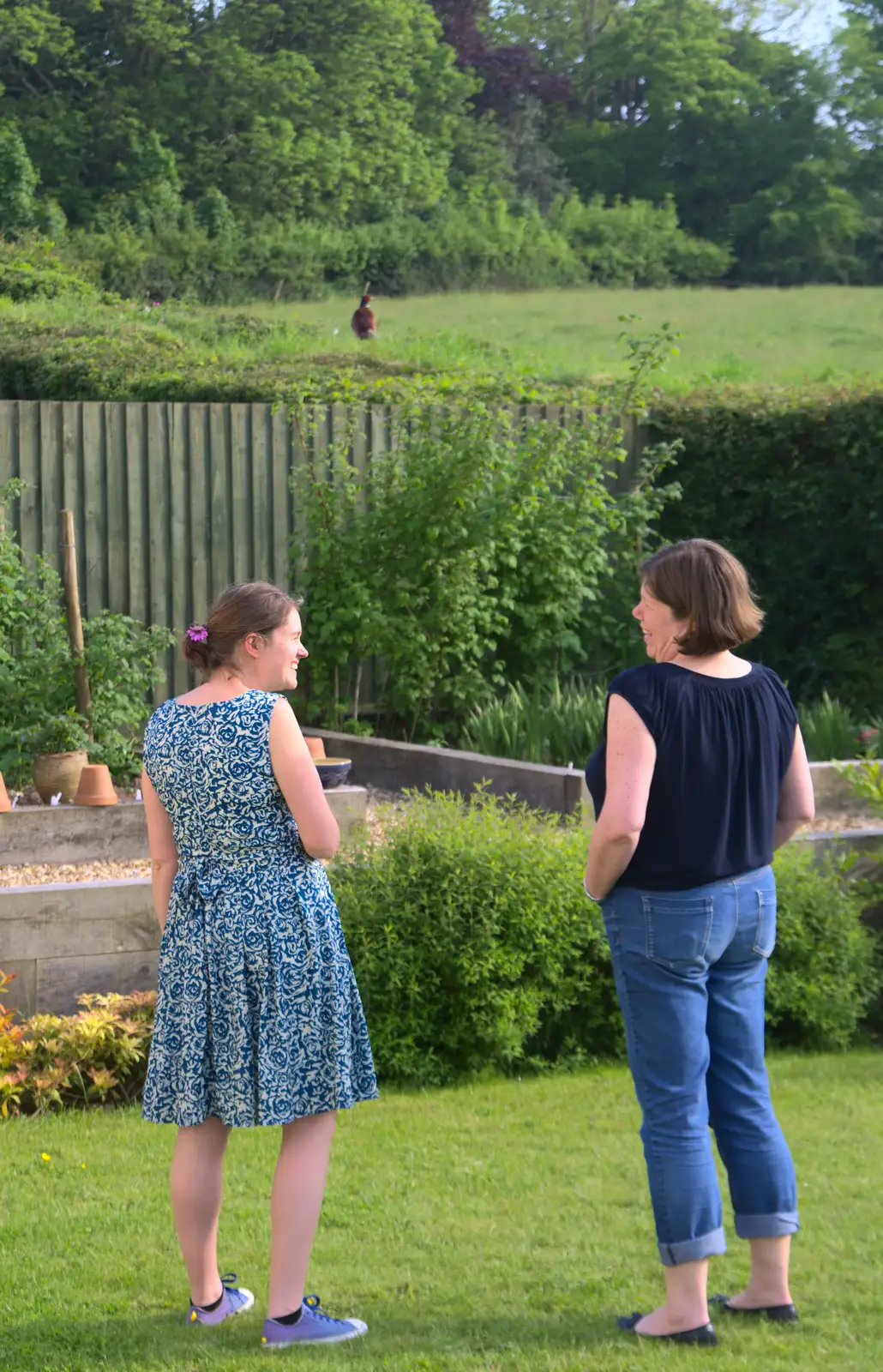 Isobel and Sis share a joke, from A Visit to Okehampton Castle and Dartmoor, Devon  - 28th May 2016