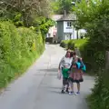 Harry hangs on to Isobel, A Visit to Okehampton Castle and Dartmoor, Devon  - 28th May 2016