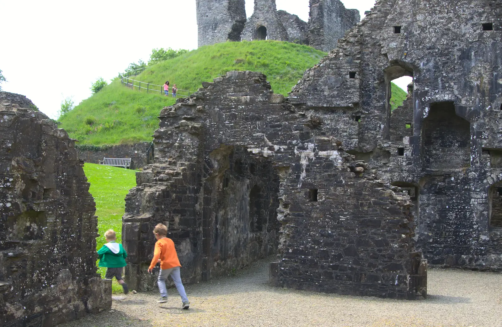 Harry and Fred run off to explore, from A Visit to Okehampton Castle and Dartmoor, Devon  - 28th May 2016