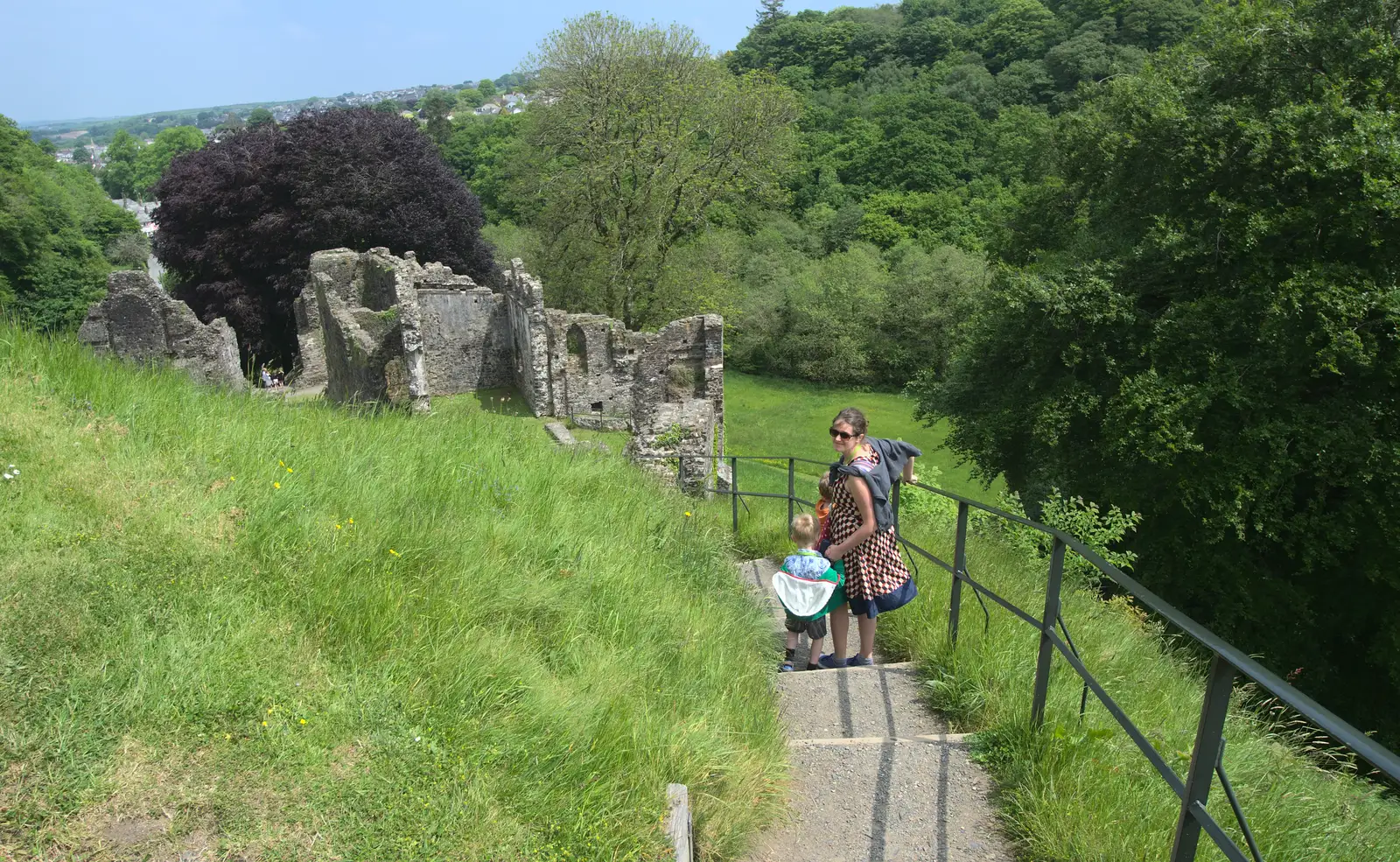 On the steps down the Motte, from A Visit to Okehampton Castle and Dartmoor, Devon  - 28th May 2016