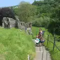 On the steps down the Motte, A Visit to Okehampton Castle and Dartmoor, Devon  - 28th May 2016