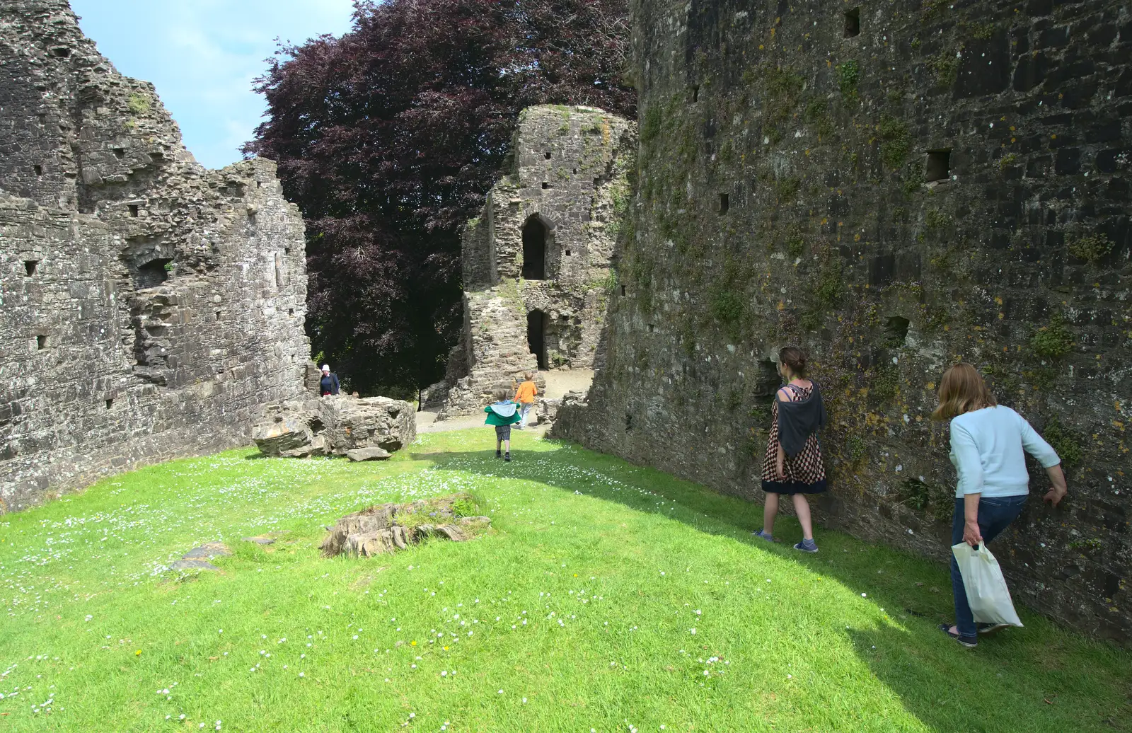 Mother clings to a wall, from A Visit to Okehampton Castle and Dartmoor, Devon  - 28th May 2016