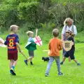 There's a whole gang of lads having a sword fight, A Visit to Okehampton Castle and Dartmoor, Devon  - 28th May 2016