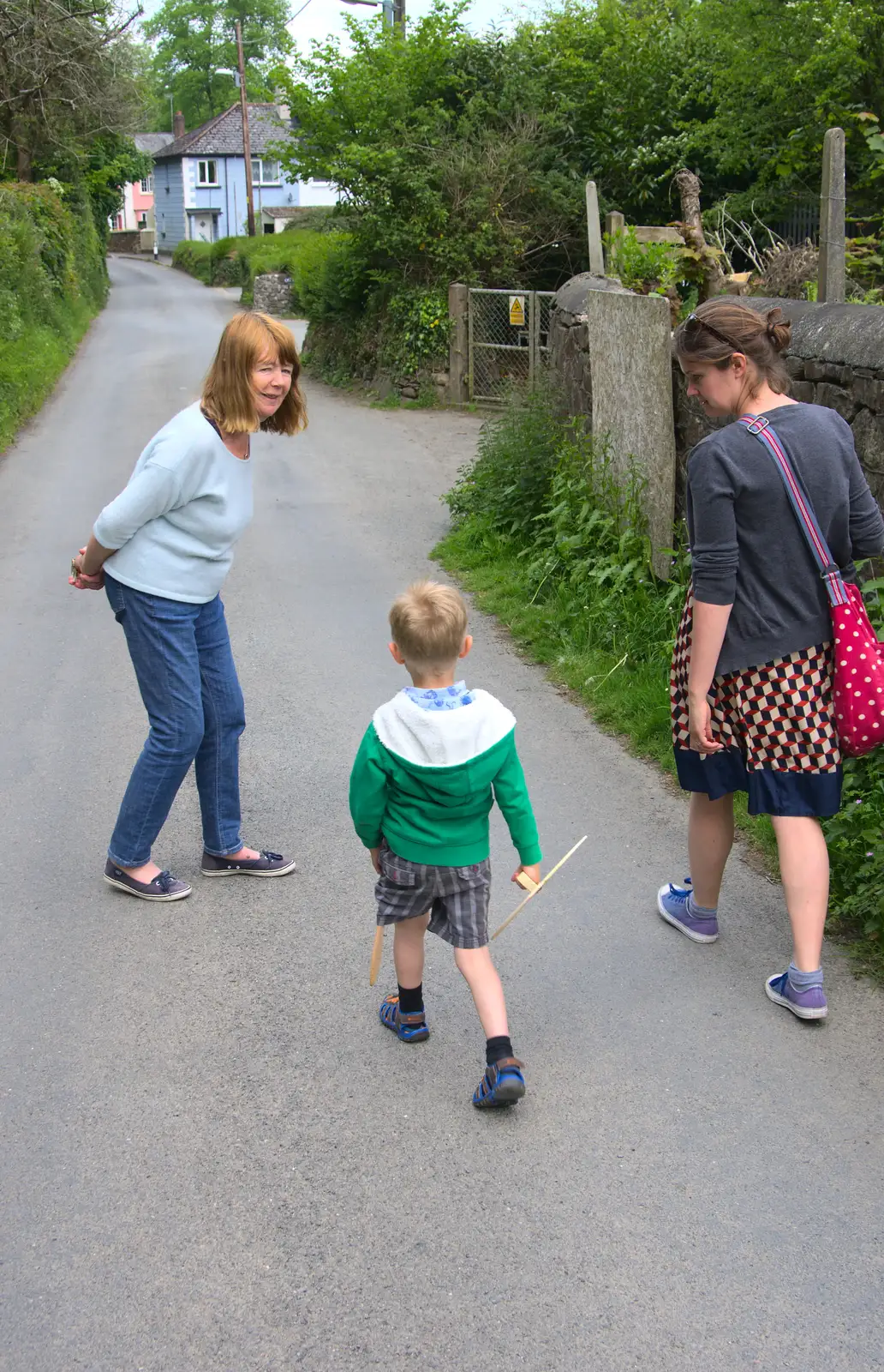 Walking back up the road, from A Visit to Okehampton Castle and Dartmoor, Devon  - 28th May 2016