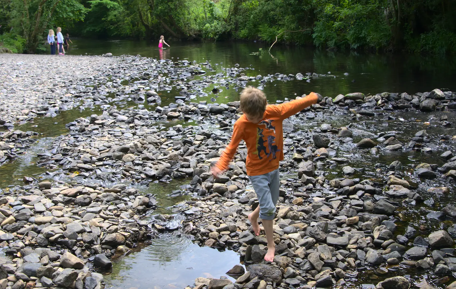 Fred walks around on the rocks, from A Visit to Okehampton Castle and Dartmoor, Devon  - 28th May 2016