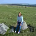 Mother sits on a rock, A Visit to Okehampton Castle and Dartmoor, Devon  - 28th May 2016