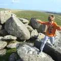 Fred jumps around amongst the rocks, A Visit to Okehampton Castle and Dartmoor, Devon  - 28th May 2016