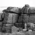 Fred considers a pile of rocks, A Visit to Okehampton Castle and Dartmoor, Devon  - 28th May 2016