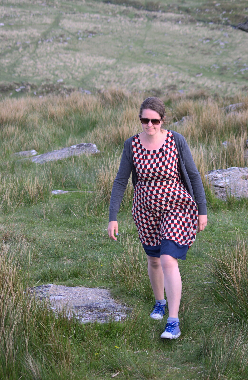 Isobel strides about from A Visit to Okehampton Castle and Dartmoor, Devon  - 28th May 2016