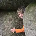 A gap-toothed Fred hides in the rocks, A Visit to Okehampton Castle and Dartmoor, Devon  - 28th May 2016