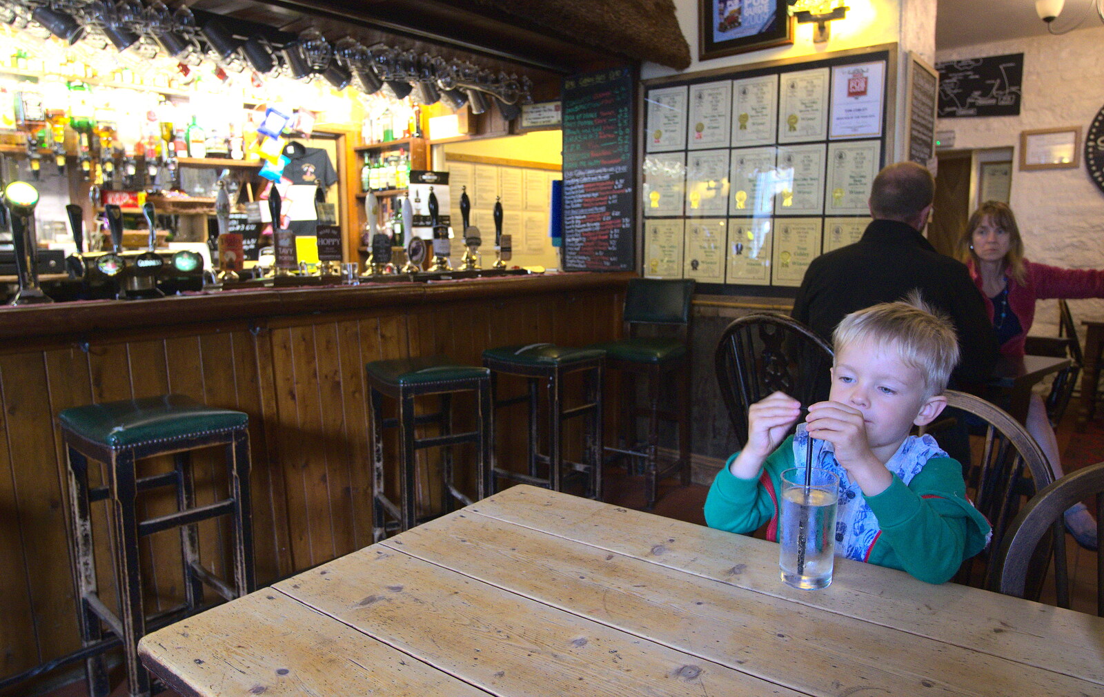 Harry in the bar of the Tom Cobley from A Visit to Okehampton Castle and Dartmoor, Devon  - 28th May 2016