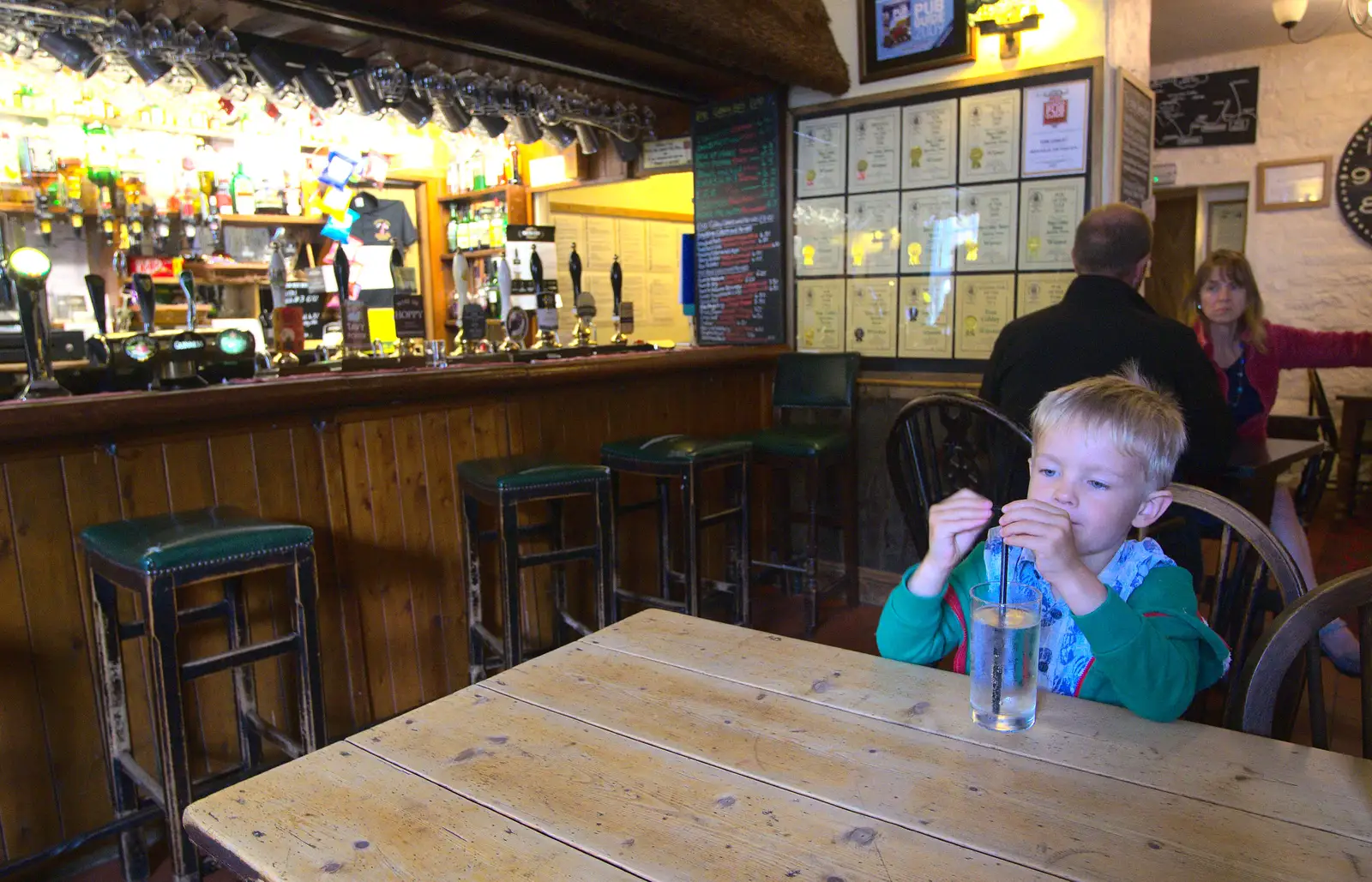 Harry in the bar of the Tom Cobley, from A Visit to Okehampton Castle and Dartmoor, Devon  - 28th May 2016