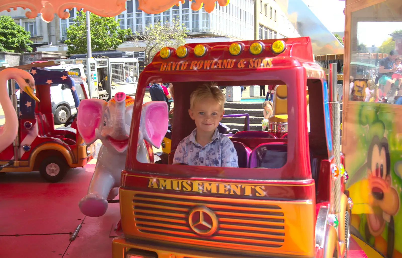 Harry has a go on a roundabout, from A Tamar River Trip, Plymouth, Devon - 30th May 2016