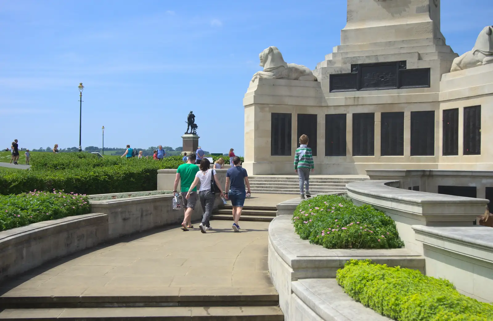 Fred walks around the memorial, from A Tamar River Trip, Plymouth, Devon - 30th May 2016