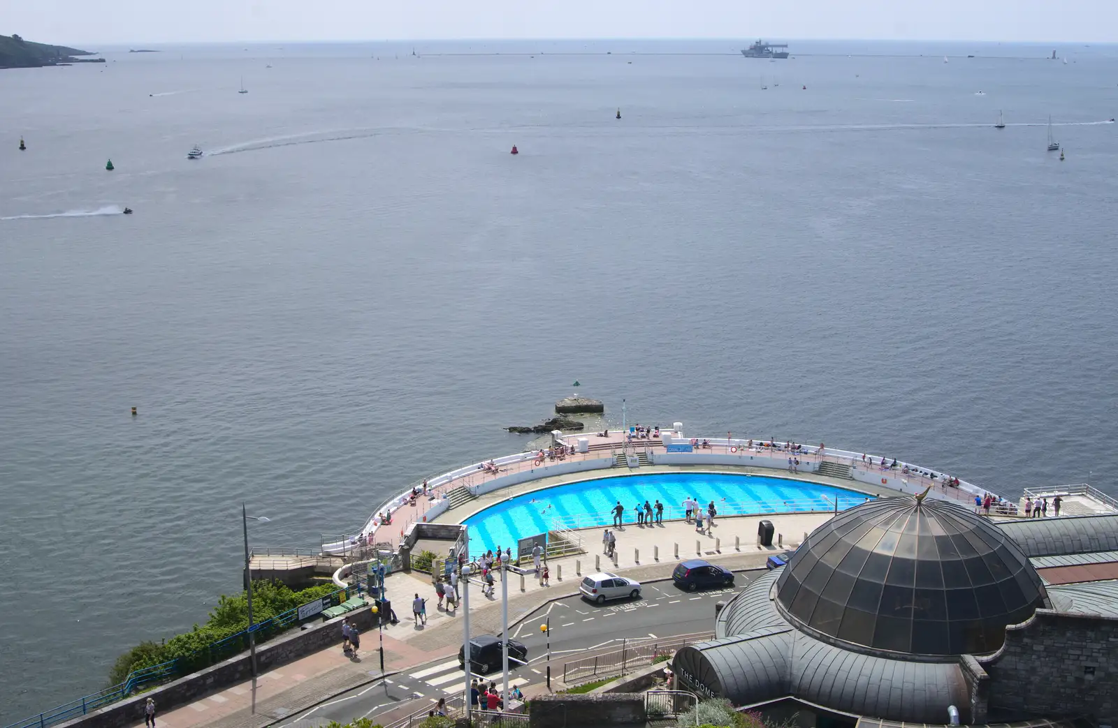 The stripey Tinside Lido and Plymouth Sound, from A Tamar River Trip, Plymouth, Devon - 30th May 2016