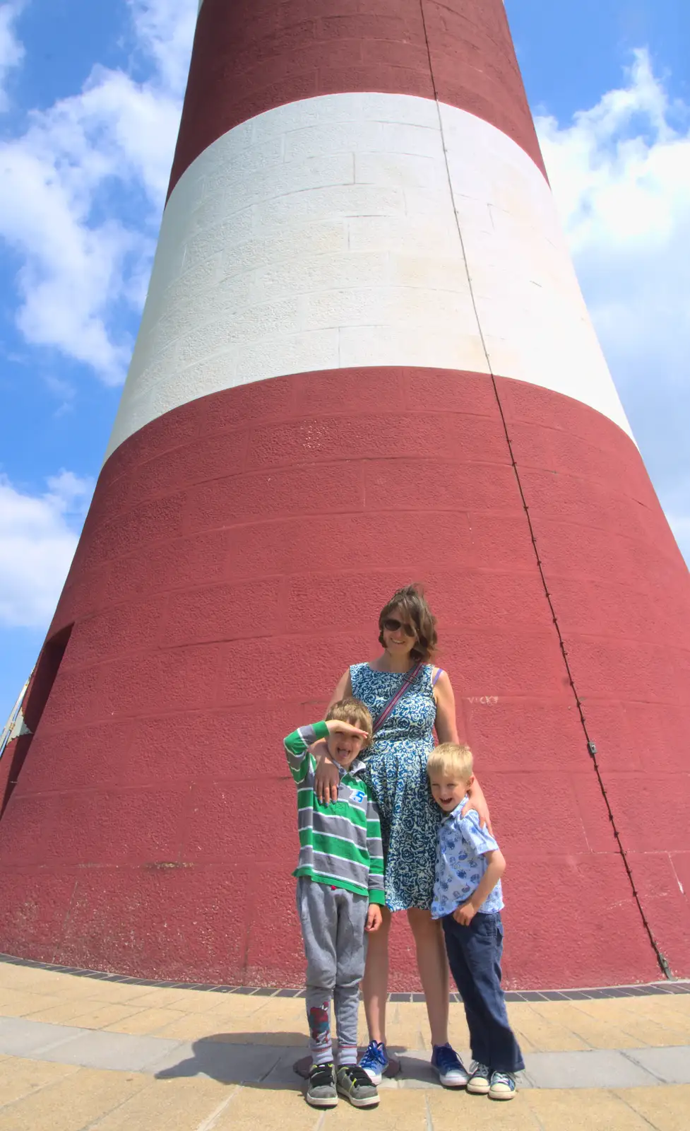 The gang at the base of Smeaton's Tower, from A Tamar River Trip, Plymouth, Devon - 30th May 2016