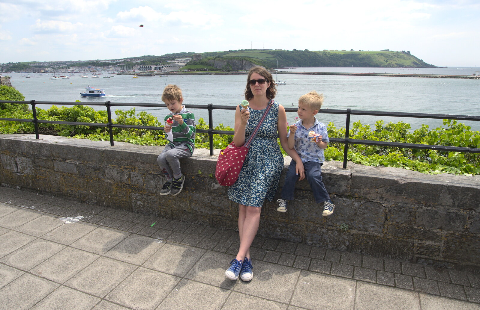 The gang eat ice cream from A Tamar River Trip, Plymouth, Devon - 30th May 2016