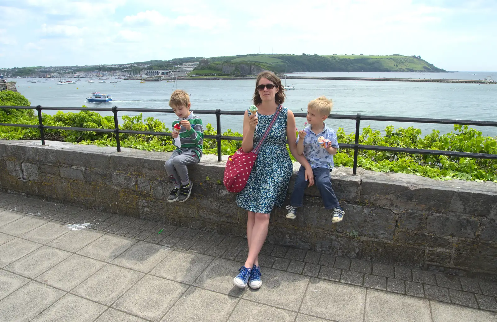 The gang eat ice cream, from A Tamar River Trip, Plymouth, Devon - 30th May 2016