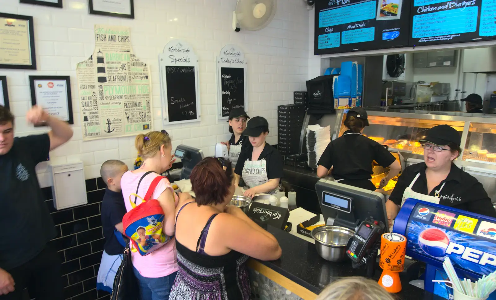 It's heaving in Harbourside Fish and Chip Shop, from A Tamar River Trip, Plymouth, Devon - 30th May 2016