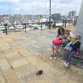 We eat our chips on the Mayflower pier, A Tamar River Trip, Plymouth, Devon - 30th May 2016