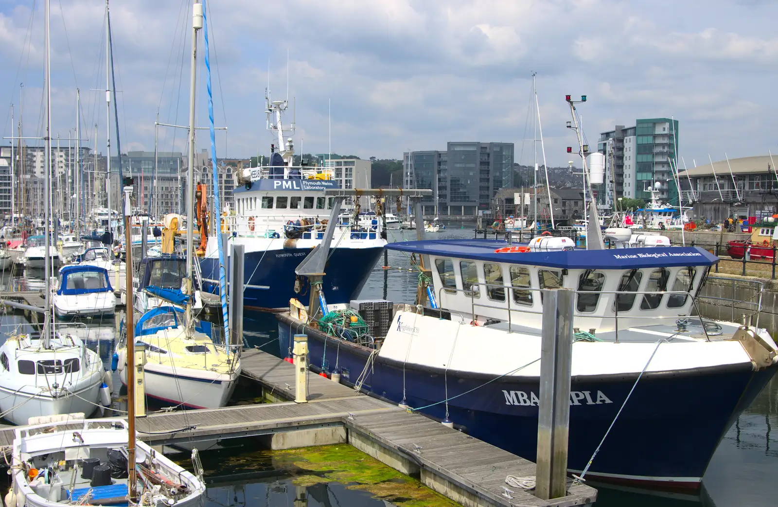 A couple of research vessels are docked, from A Tamar River Trip, Plymouth, Devon - 30th May 2016