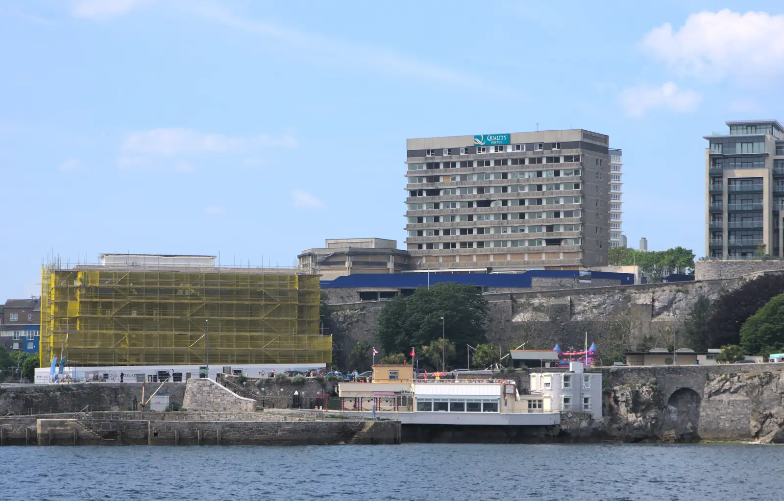 The 'Quality Hotel' looks derelict, from A Tamar River Trip, Plymouth, Devon - 30th May 2016