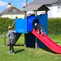 Harry climbs up the slide, Spreyton to Stonehenge, Salisbury Plain, Wiltshire - 31st May 2016