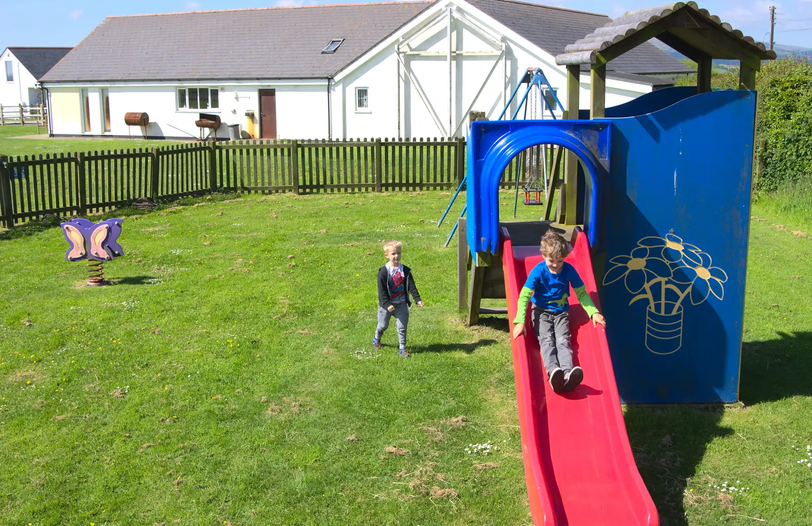 Fred on the slide, from Spreyton to Stonehenge, Salisbury Plain, Wiltshire - 31st May 2016