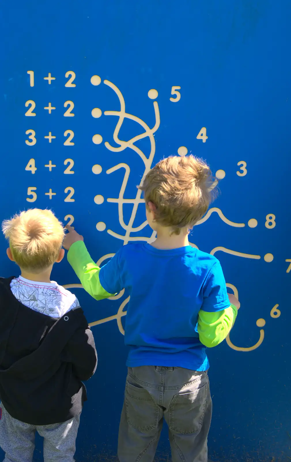 Fred teaches Gabes some sums, from Spreyton to Stonehenge, Salisbury Plain, Wiltshire - 31st May 2016