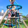 Harry's in some sort of Bosun's chair, Spreyton to Stonehenge, Salisbury Plain, Wiltshire - 31st May 2016