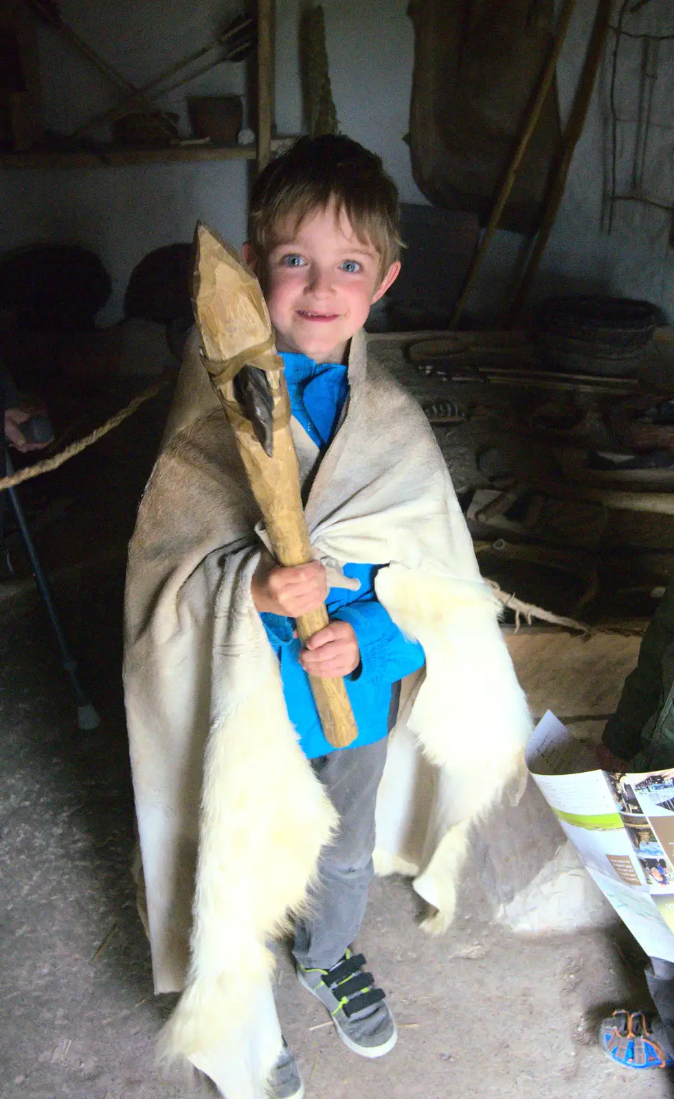 Fred dresses up as 'Neolithic Man', from Spreyton to Stonehenge, Salisbury Plain, Wiltshire - 31st May 2016