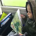 Harry reads the map of the Stonehenge site, Spreyton to Stonehenge, Salisbury Plain, Wiltshire - 31st May 2016