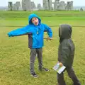 Fred pretends to stab himself, Spreyton to Stonehenge, Salisbury Plain, Wiltshire - 31st May 2016