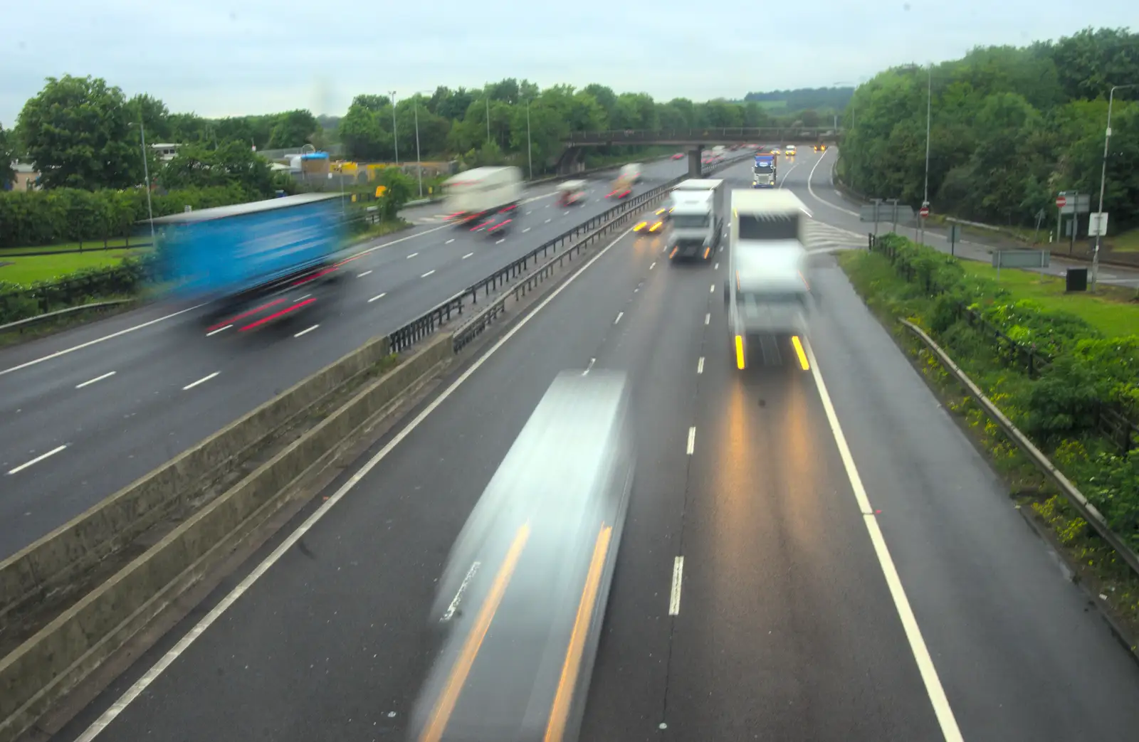 Traffic roars past on the M4, from Spreyton to Stonehenge, Salisbury Plain, Wiltshire - 31st May 2016