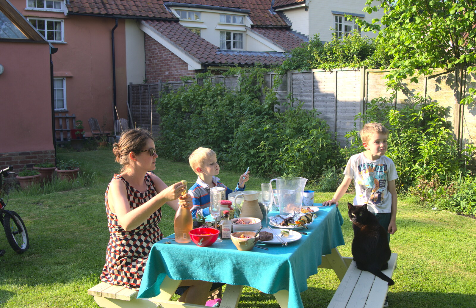 It's dinner in the back garden from A Trip to the Office and the Mayor-Making Parade, Eye, Suffolk - 4th June 2016