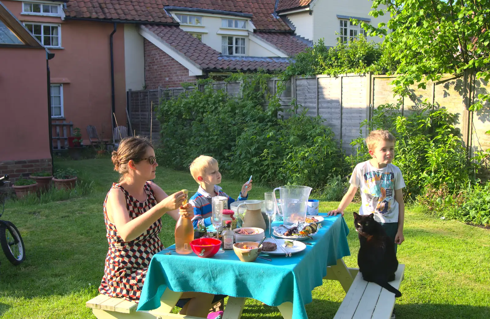 It's dinner in the back garden, from A Trip to the Office and the Mayor-Making Parade, Eye, Suffolk - 4th June 2016