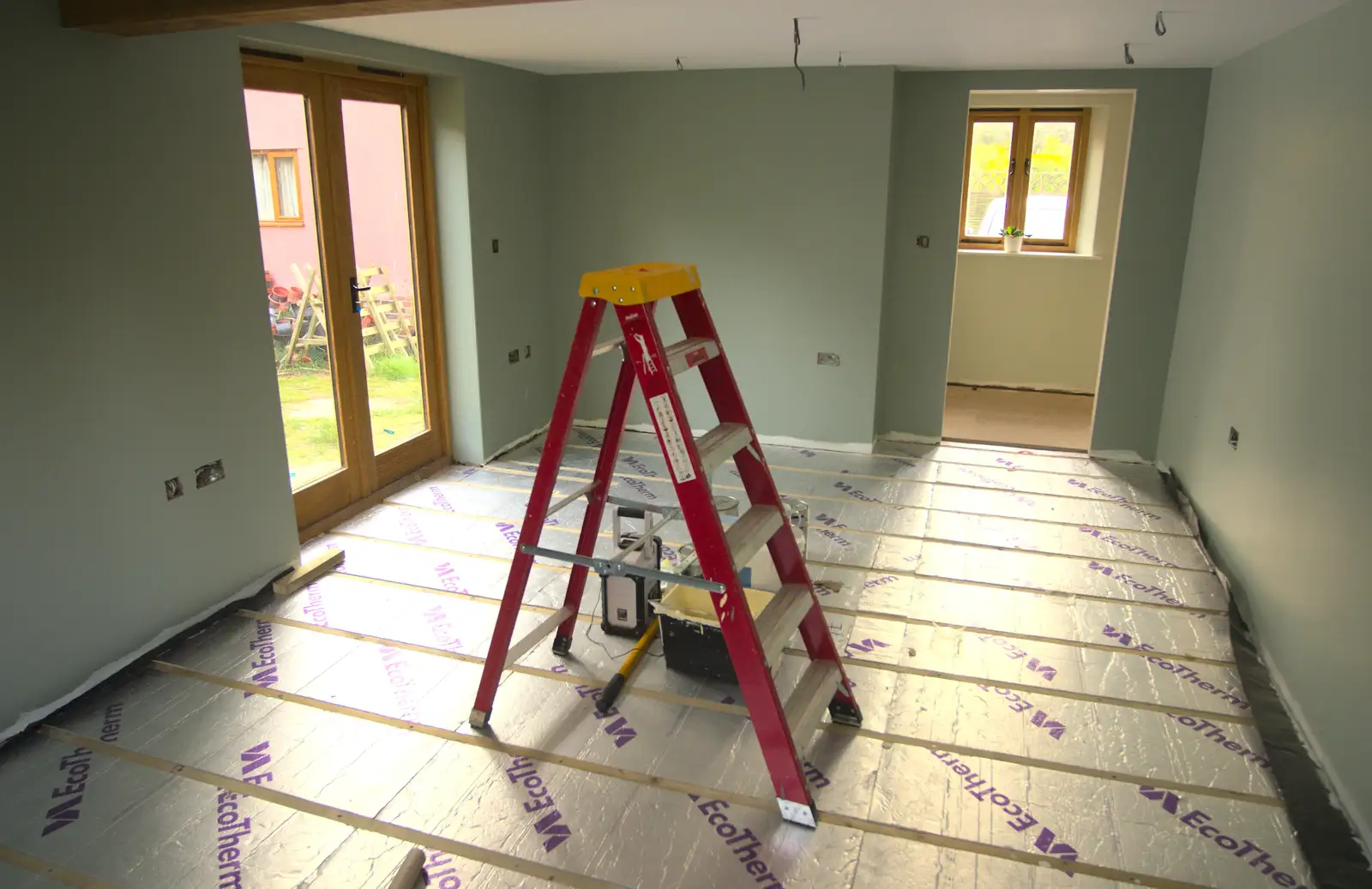 The new dining room and its Ecotherm floor, from A Trip to the Office and the Mayor-Making Parade, Eye, Suffolk - 4th June 2016