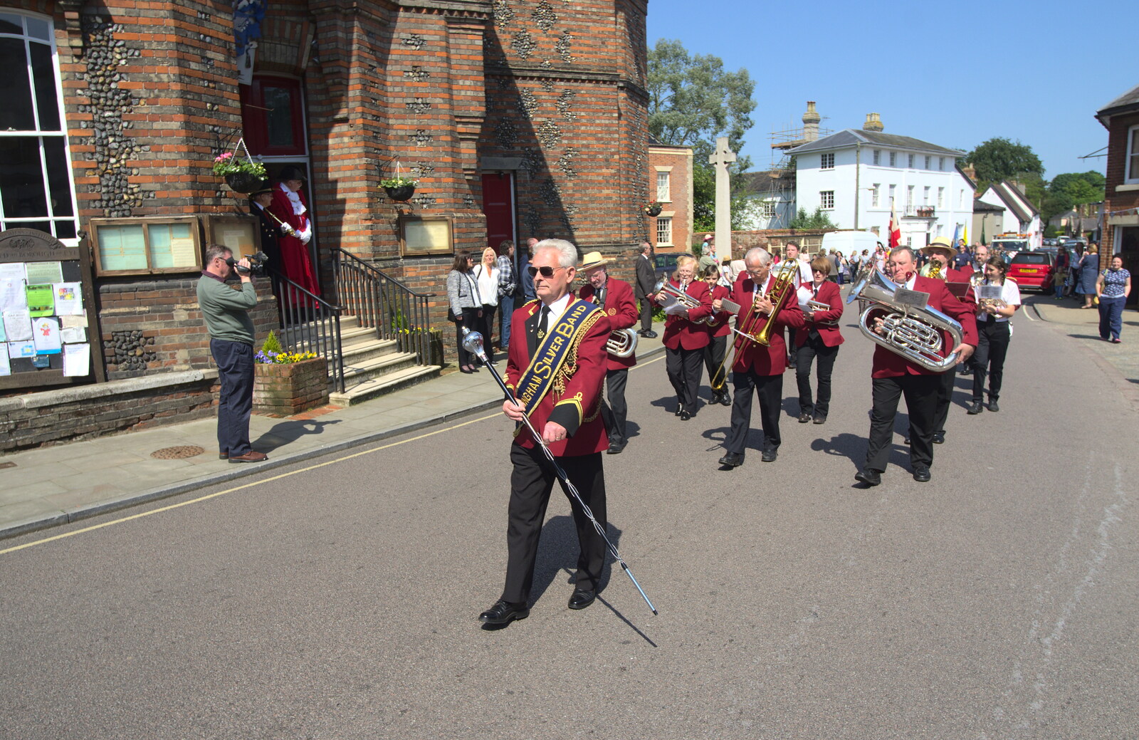 The Gislingham Silver Band outside the town hall from A Trip to the Office and the Mayor-Making Parade, Eye, Suffolk - 4th June 2016