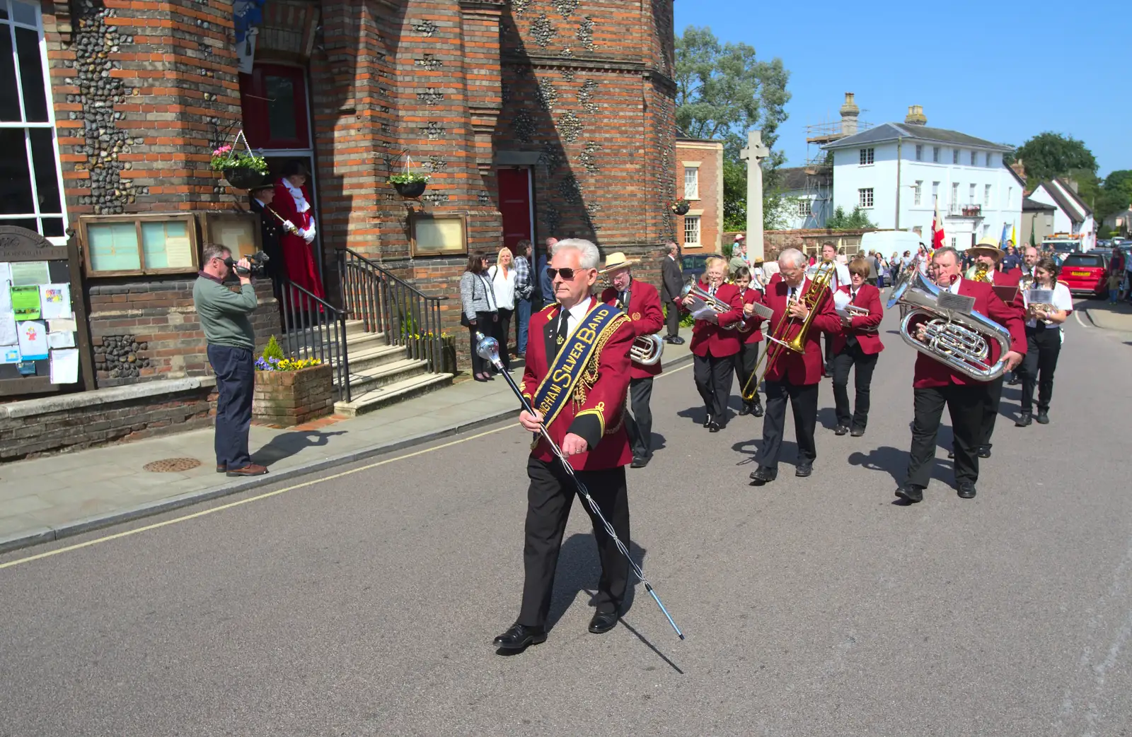 The Gislingham Silver Band outside the town hall, from A Trip to the Office and the Mayor-Making Parade, Eye, Suffolk - 4th June 2016