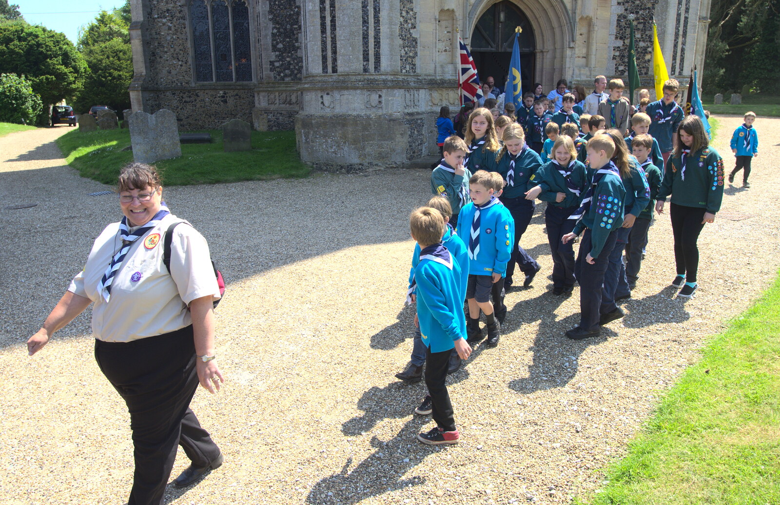 The Beavers are led out of the church from A Trip to the Office and the Mayor-Making Parade, Eye, Suffolk - 4th June 2016