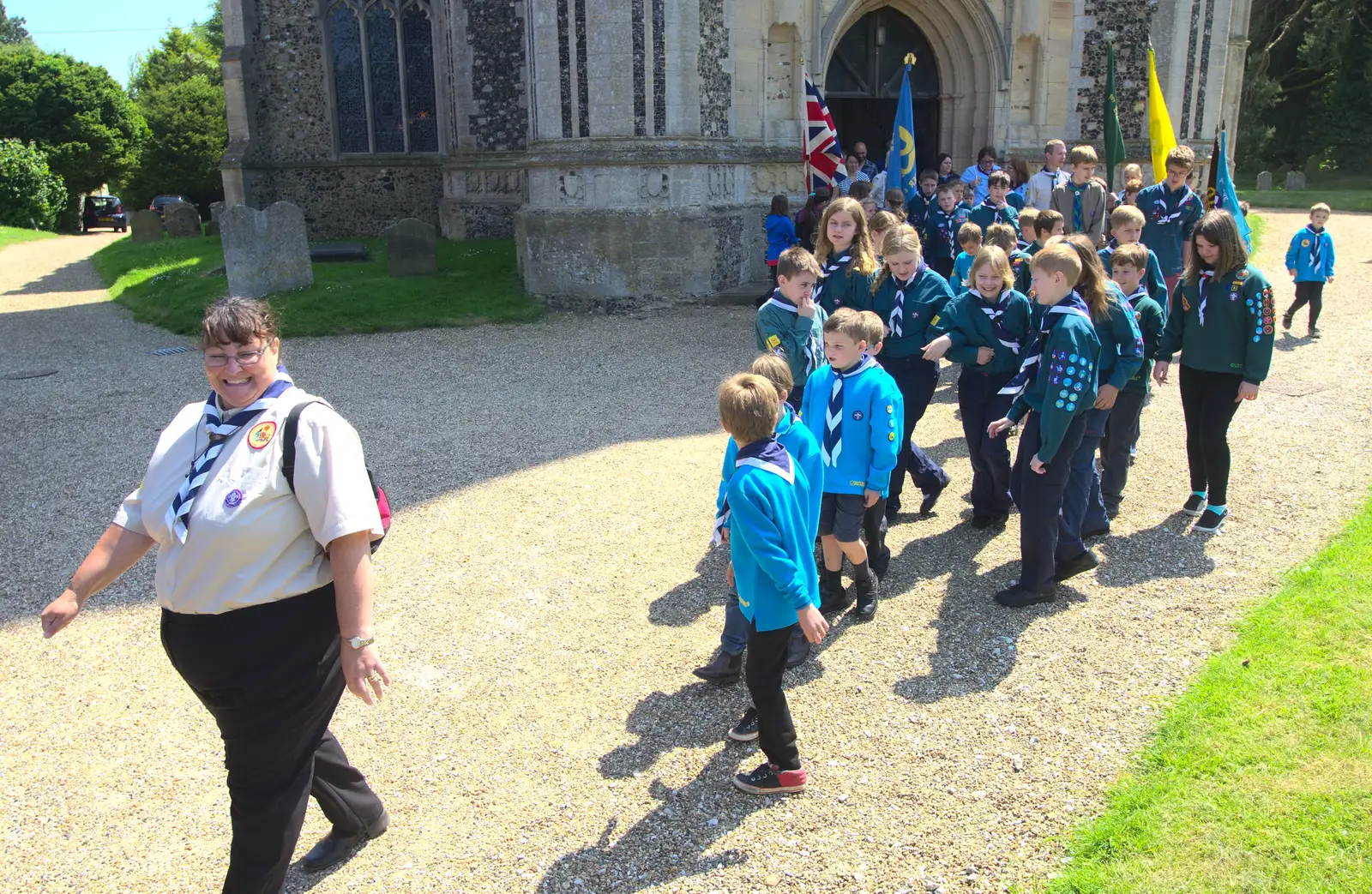 The Beavers are led out of the church, from A Trip to the Office and the Mayor-Making Parade, Eye, Suffolk - 4th June 2016