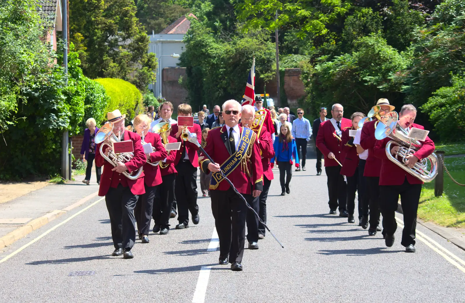 The Gislingham Silver Band on Castle Street, from A Trip to the Office and the Mayor-Making Parade, Eye, Suffolk - 4th June 2016