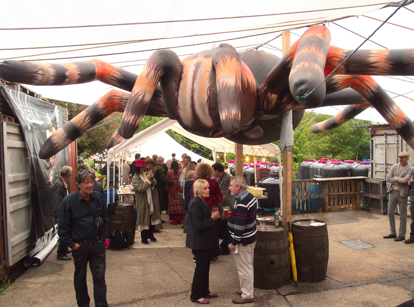 A massive inflatable spider lurks from The BBs at Fersfield, Norfolk - 11th June 2016