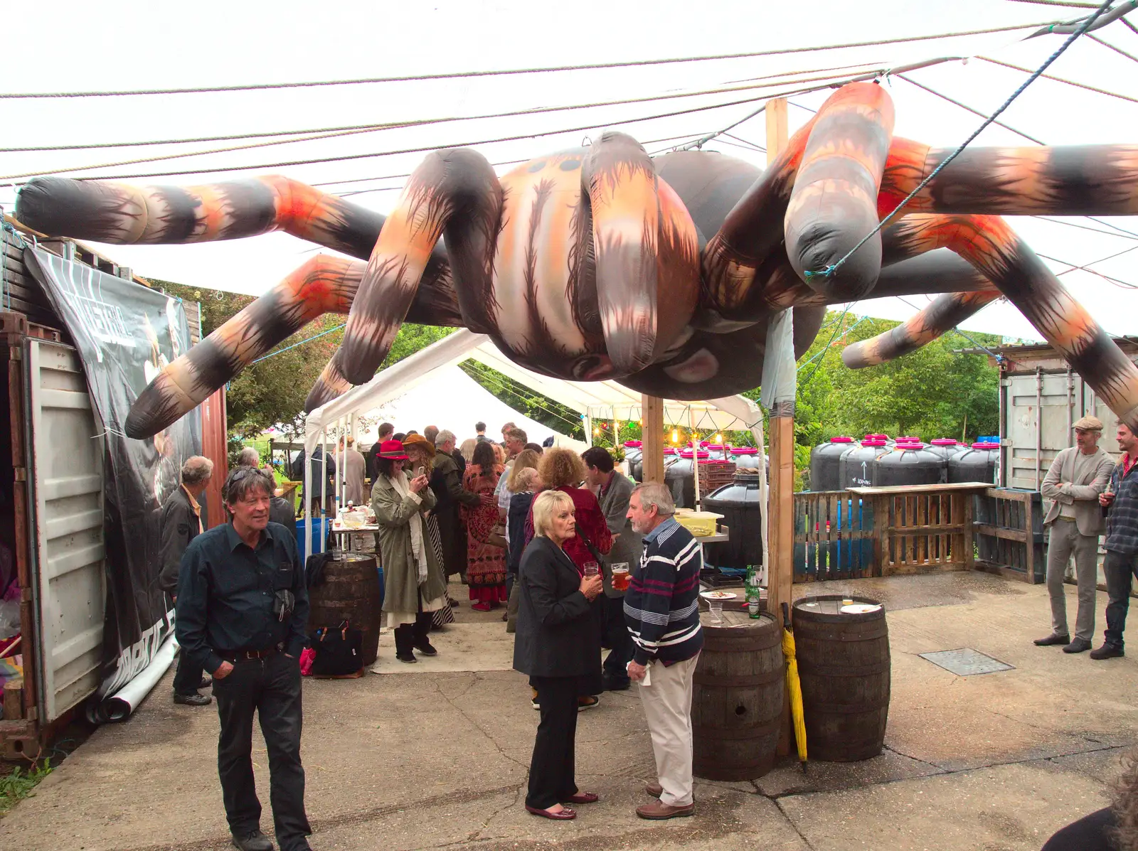 A massive inflatable spider lurks, from The BBs at Fersfield, Norfolk - 11th June 2016