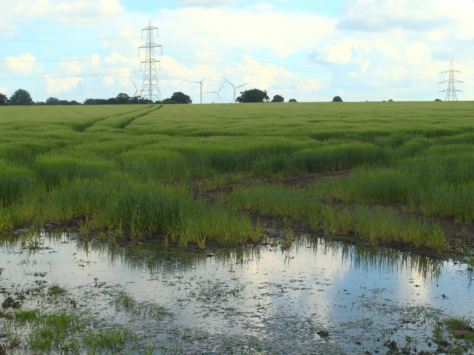 Electricity pylons and wind turbines at Stuston, from The BBs at Fersfield, Norfolk - 11th June 2016