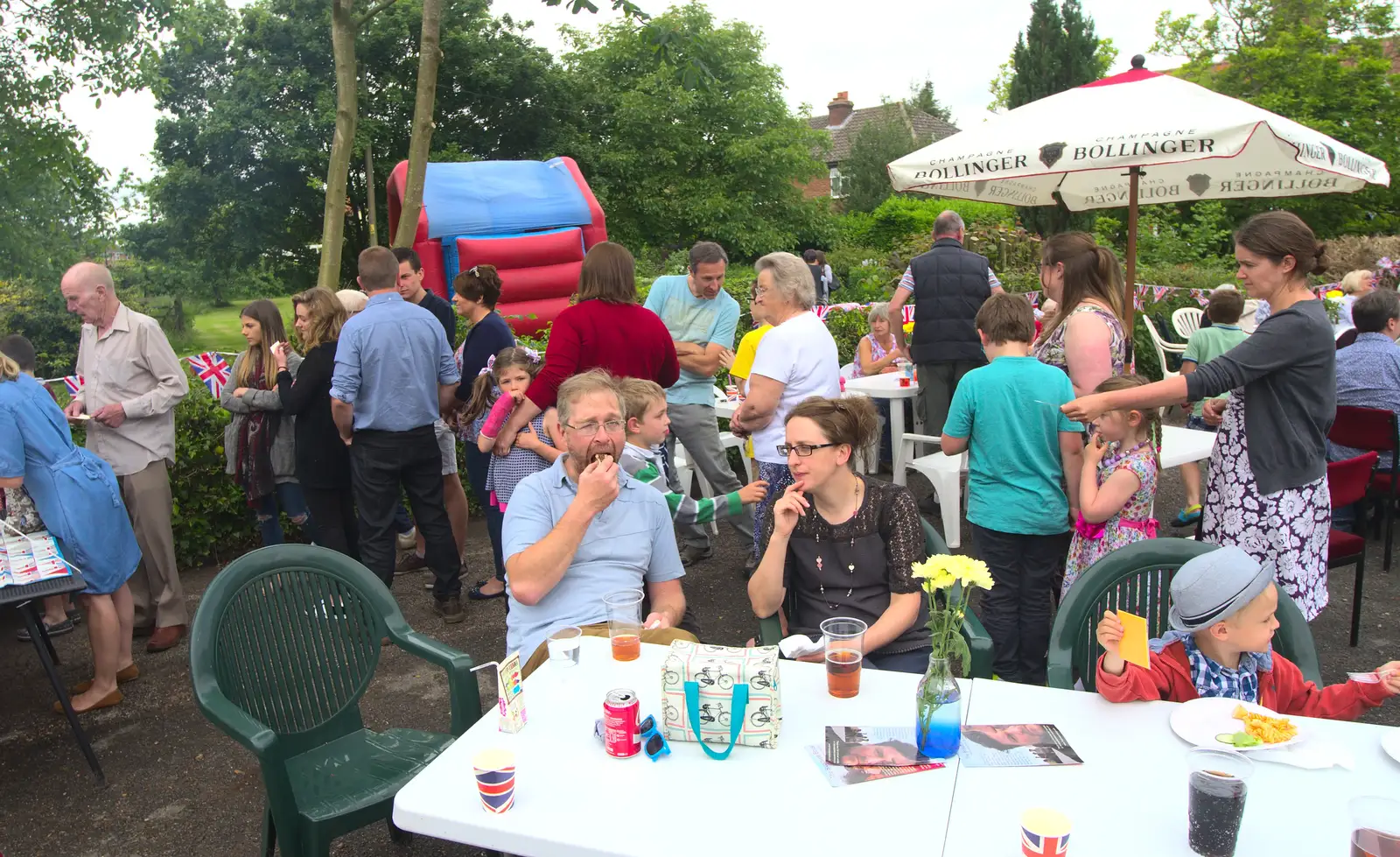 Marc shoves some food in, from The Queen's Village Hall Birthday, Brome, Suffolk - 12th June 2016