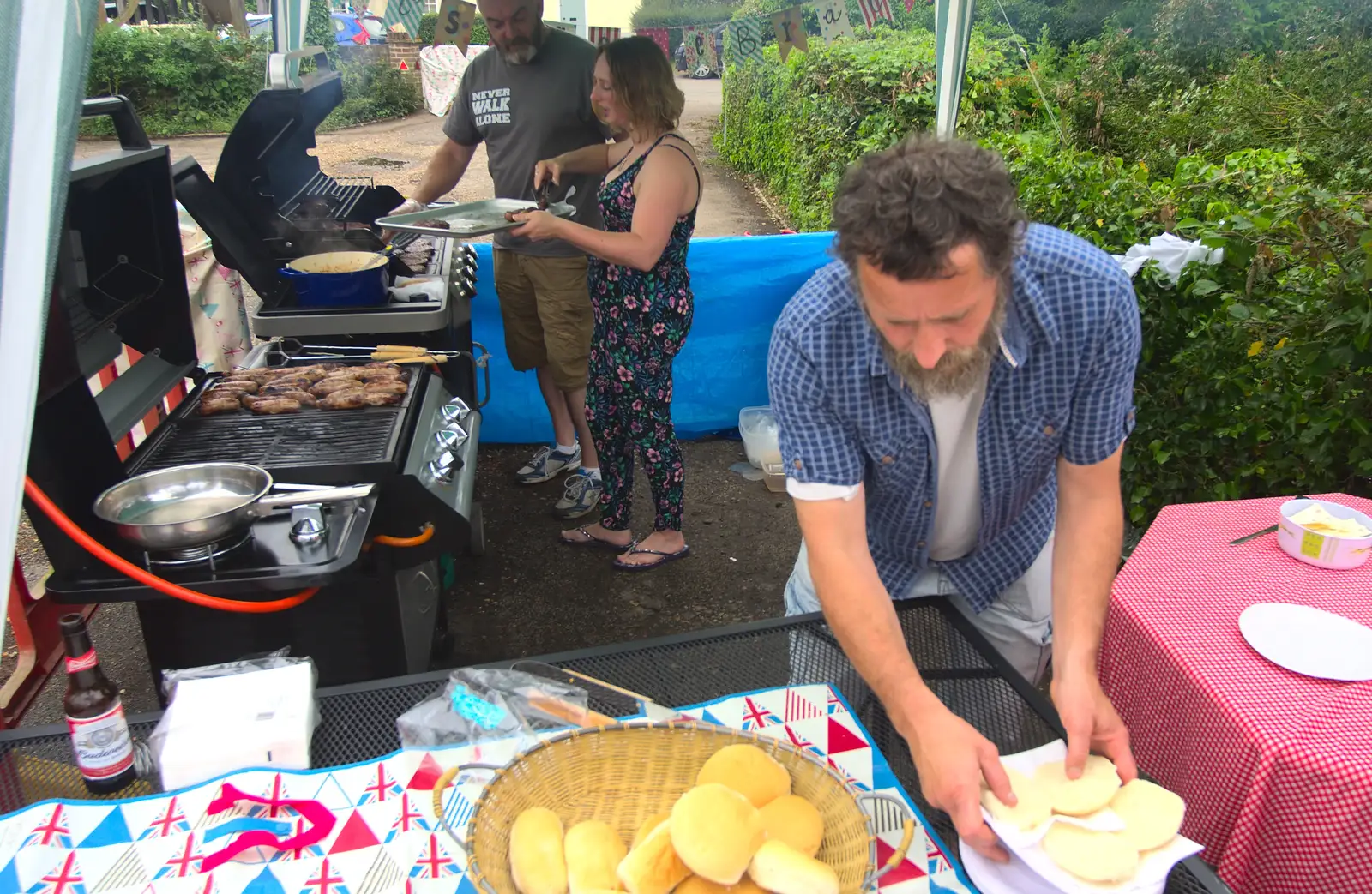 Gary Coffee does the barbeque, from The Queen's Village Hall Birthday, Brome, Suffolk - 12th June 2016