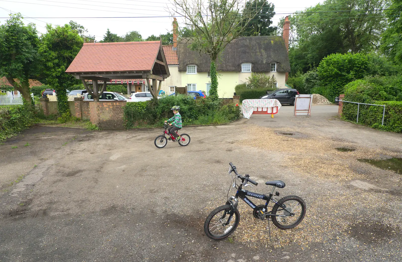 Fred cycles around, from The Queen's Village Hall Birthday, Brome, Suffolk - 12th June 2016